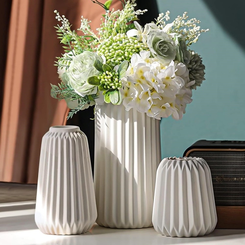 NIERBO  Ceramic Vases - Set Of 3 Flower Vase for Modern Home Decor, Nordic Minimalism Style for Wedding Party Bedroom Office Entryway Living Room &