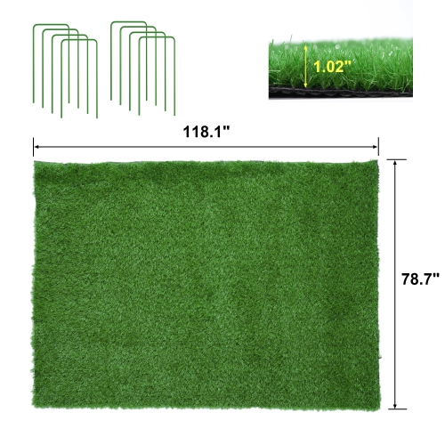 Famapy Premium Artificial Grass Turf – 118.7" x 78.7" Synthetic Lawn Rug, Fire & UV Resistant, Eco-Friendly, Pet-Safe, No Watering or Mowing Needed