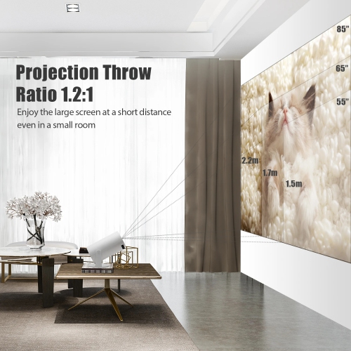 Home projector hy300 barrel desktop ATV interface, 100-inch large screen projection, creating an immersive home theater experience, white