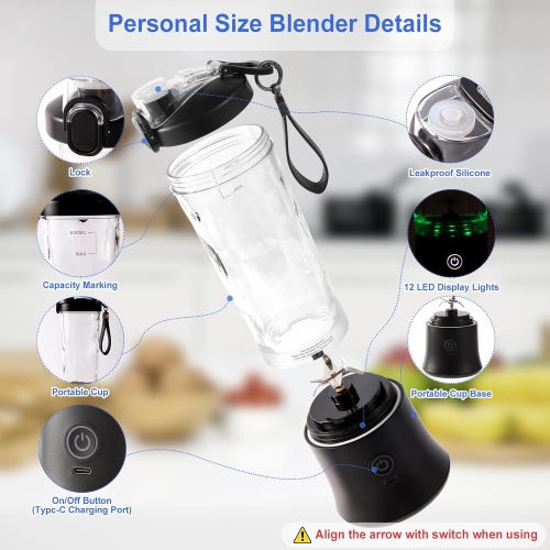 Small Portable Blender for Protein Shakes,Smoothie Blender for Kitchen with 600ml Mixer Bottle Shaker for Home Gym,Kitchen Juicer Machine for Fruit