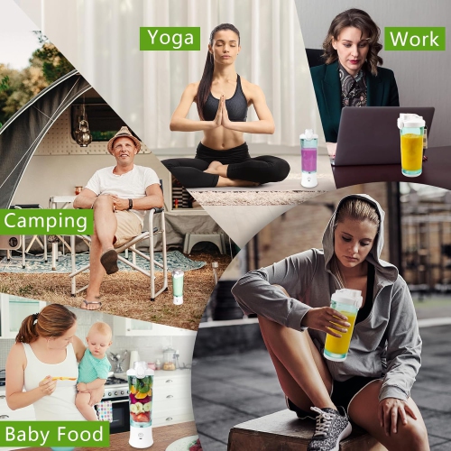 Smoothie Blender,Personal Blenders for Shakes & Smoothies with 6 Blades,600ML Portable Rechargeable Blender,Mini Blender for Home Gym Travel