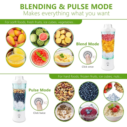 Smoothie Blender,Personal Blenders for Shakes & Smoothies with 6 Blades,600ML Portable Rechargeable Blender,Mini Blender for Home Gym Travel