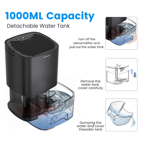 Dehumidifiers for Home 35OZ Small Dehumidifier for Bedroom with 7 LED Lights, Quiet & Auto Shut off Dehumidifier for Bathroom Basement Closet