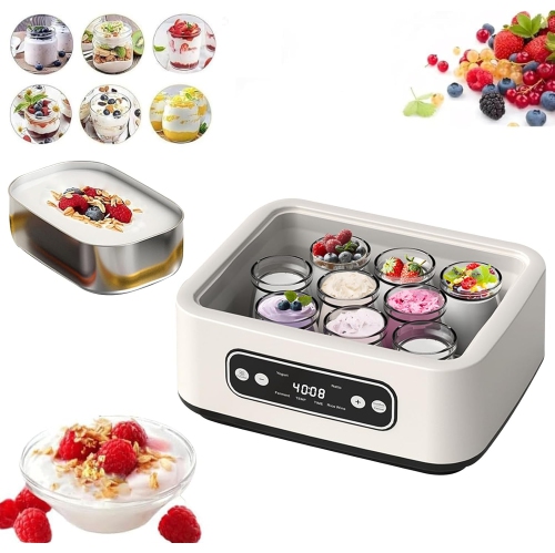 Yogourtière Probiotic, yaourtière 1600 ml avec réglage de la durée et de la température, yaourtière multifonction pour usage domestique