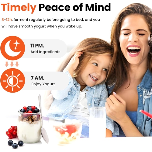 Yaourtière avec commande de temps réglable, yaourtière numérique automatique avec 5 pots et récipient intérieur en acier inoxydable, petite