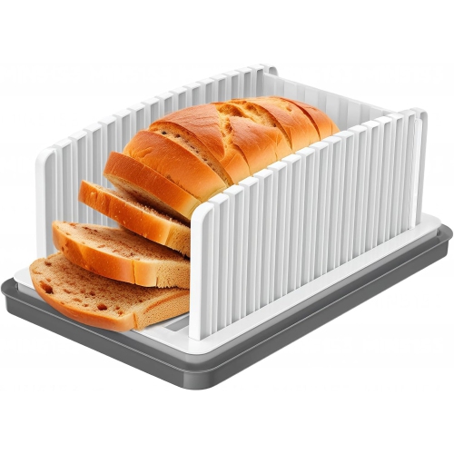 Trancheuse pour pain maison, trancheuse à pain réglable avec plateau à miettes, tranche de pain pour bagels au levain de cuisine, coupe-sandwich