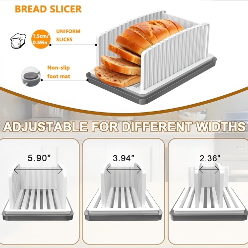 Trancheuse pour pain maison, trancheuse à pain réglable avec plateau à miettes, tranche de pain pour bagels au levain de cuisine, coupe-sandwich