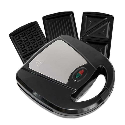3 in 1 Electric Sandwich Maker, Panini Press Grill and Waffle Iron Set with Removable Non-Stick Plates, for Cooking Grilled Cheese, Burgers, Steaks