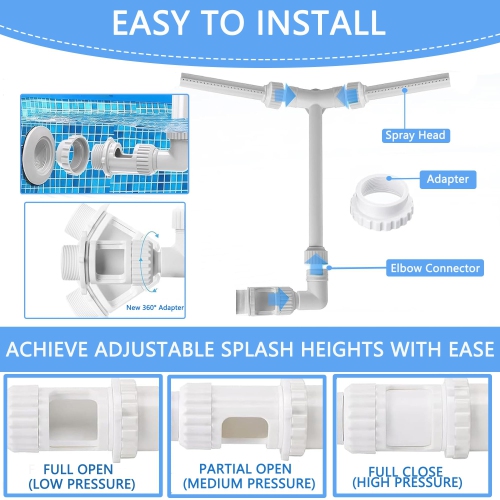 Pool Fountain, Swimming Pool Waterfall Fountain Spray, 2 Heads Water Sprinkler Pool Accessories For Above/Inground Pools