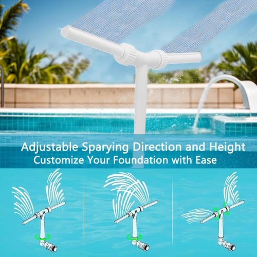 Pool Fountain, Swimming Pool Waterfall Fountain Spray, 2 Heads Water Sprinkler Pool Accessories For Above/Inground Pools