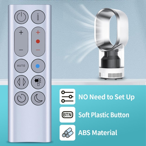 Replacement Remote Control for Dyson Hot + Cool Fan/Heater HP04 HP05 HP06 HP09 - Silver, Without Magnetic Function