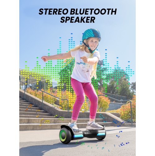 MIHOVER G13 6.5''Self Balancing Hoverboard -All Terrain Hoverboard for Kids w/ LED Light&Bluetooth Speaker,Top 7.75mph & 7.75 Miles Max Distance,Max