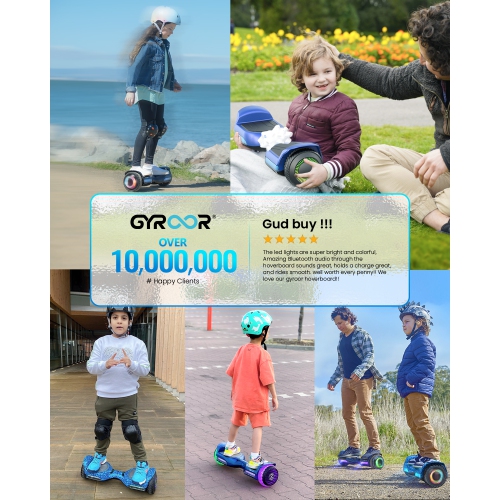 MIHOVER G13 6.5''Self Balancing Hoverboard -All Terrain Hoverboard for Kids w/ LED Light&Bluetooth Speaker,Top 7.75mph & 7.75 Miles Max Distance,Max