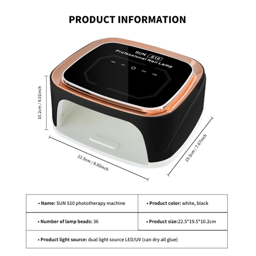 108W Portable Nail Art Lamp, USB Charging 36 UV/LED Dual Light Source Nail Art Phototherapy Machine