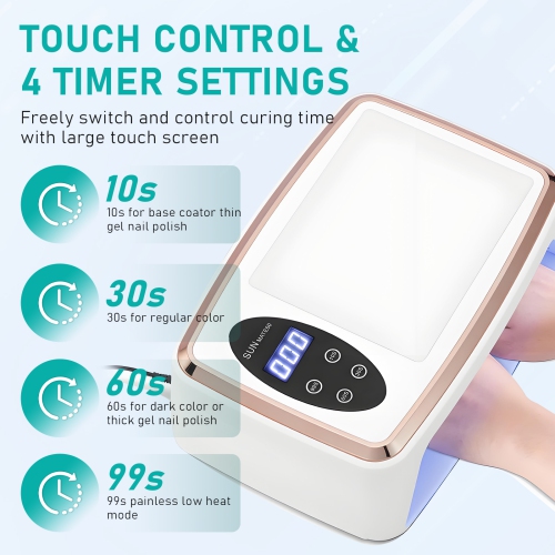 380W High Power Nail Lamp, Double-Hand Nail Phototherapy Machine With Hand Pillow, 90 UV LED Nail Dryer