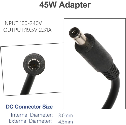 45W 19.5V 2.31A AC Adapter Laptop Charger for Dell Inspiron 15 7000 5000 3000 5551 5555 5558 7558 Series Inspiron 14 15-3552 7348 Series Dell XPS 11