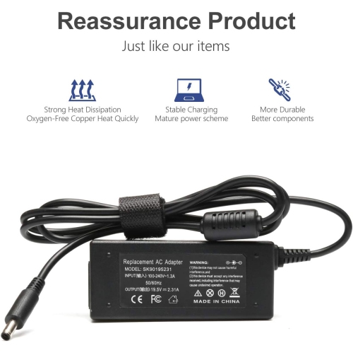 45W 19.5V 2.31A AC Adapter Laptop Charger for Dell Inspiron 15 7000 5000 3000 5551 5555 5558 7558 Series Inspiron 14 15-3552 7348 Series Dell XPS 11