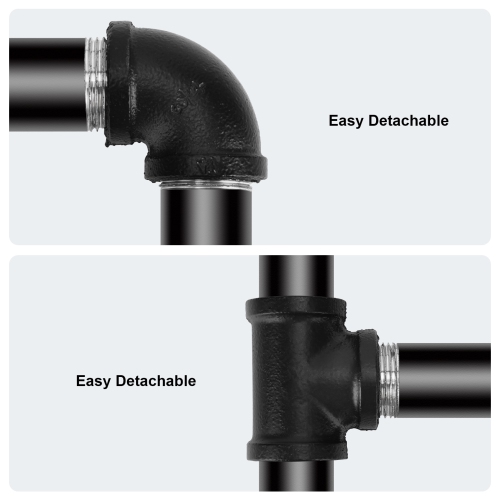 UNHO Wall Mounted Clothes Rack 42.9in Industrial Pipe Wall Mount Clothing Rack, Heavy Duty Iron Garment Rack, Space Saver Multi-purpose Hanging Rod