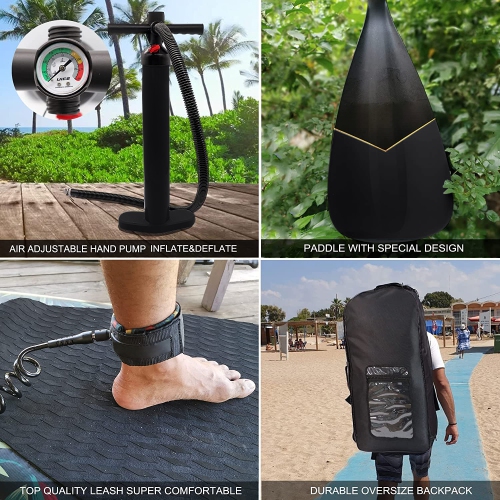 ELITE BLACK XXL 12FT Inflatable Stand up Paddle Board 12'x30"x6"Premium Accessories &Carry Bag| paddle boards w/ 3Fish Fin for Paddling |1-2Person Up