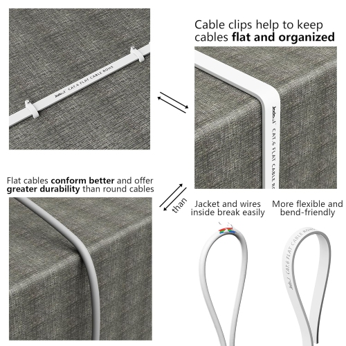 Cat 6 Ethernet Cable 50 ft, Outdoor&Indoor 10Gbps Support Cat8 Cat7 Network, Flat Internet RJ45 LAN Patch Cords, Solid High Speed Computer Wire with