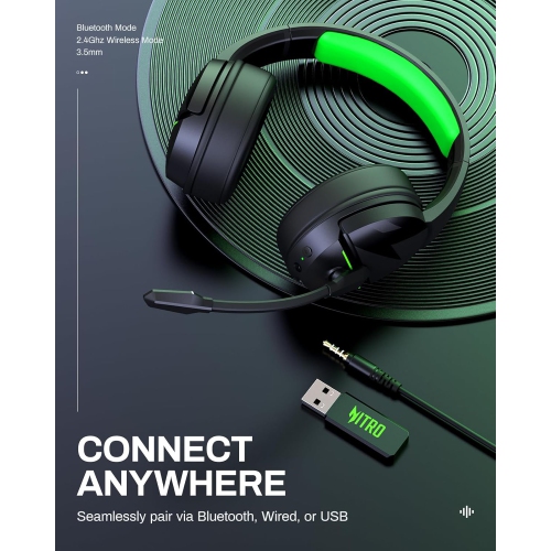 acer 2.4GHz Flex Wireless Gaming Headset - 100H Battery, Dynamic 50mm Drivers, Bluetooth 5.3, Adjustable Mic - Compatible with PS5, PS4, PC, Switch,