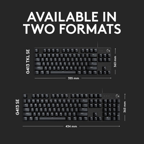 Clavier de jeu mécanique pleine grandeur G413 SE de Logitech - Clavier rétroéclairé avec touches mécaniques tactiles, antieffet fantôme, compatible