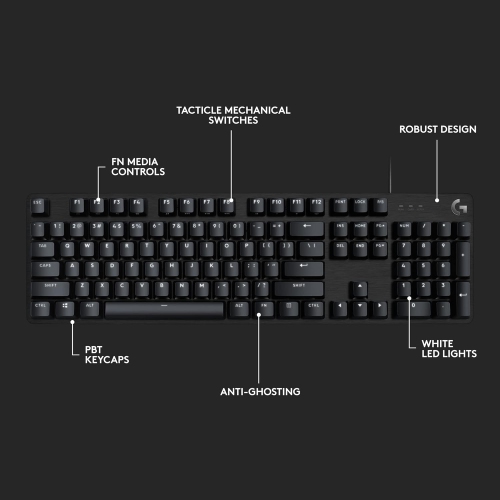 Clavier de jeu mécanique pleine grandeur G413 SE de Logitech - Clavier rétroéclairé avec touches mécaniques tactiles, antieffet fantôme, compatible
