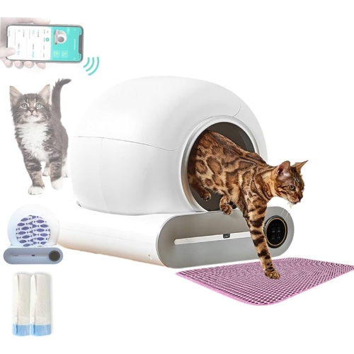 OXAA Self-Cleaning Cat Litter Box, Automatic Smart Cat Litter Box for Multiple Cats,Never Scoop Again,Safety Protection/APP Control/Odorless/Health