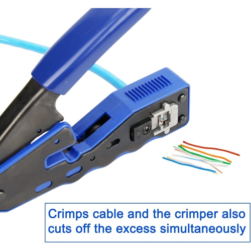 Hiija RJ45 Crimper, RJ45 Crimp Tool Pass Through Cat5 Cat5e Cat6 Crimping Tool Kit for RJ45 Regular, 50PCS CAT6 Pass Through Connectors, Mini Wire