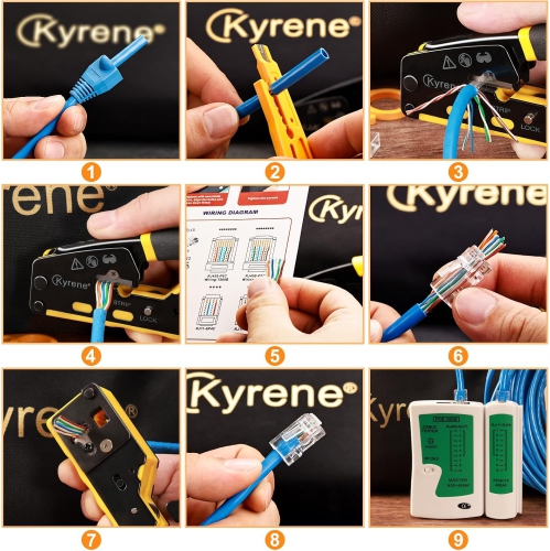 Trousse d'outils à sertir RJ45 RJ45 de Kyrene pour sertir Cat5 Cat5e Cat6