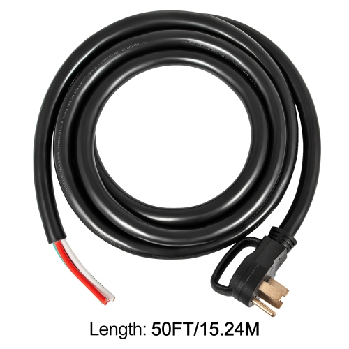 Rallonge de génératrice VEVOR 50&nbsp;A de 50 pi, STW 6/3+8/1, cordon d'alimentation de génératrice N14-50P à fil dénudé, rallonge d'alimentation