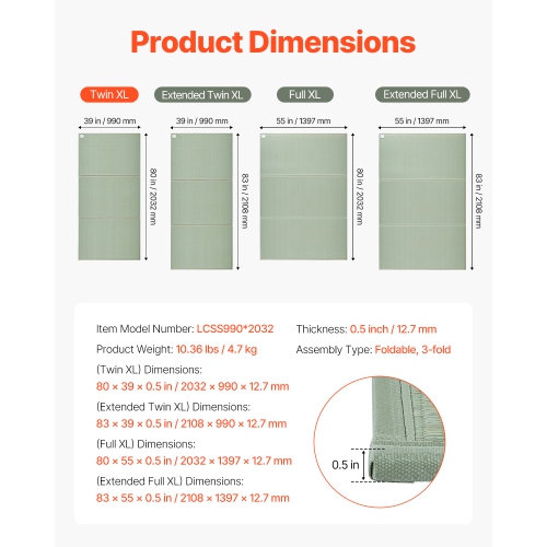 VEVOR Japanese Tatami Mat, Twin Size Foldable Japanese Tatami Mattress( Natural Rush Grass), Japanese Floor Mattress with Non-Slip Backing & Fresh