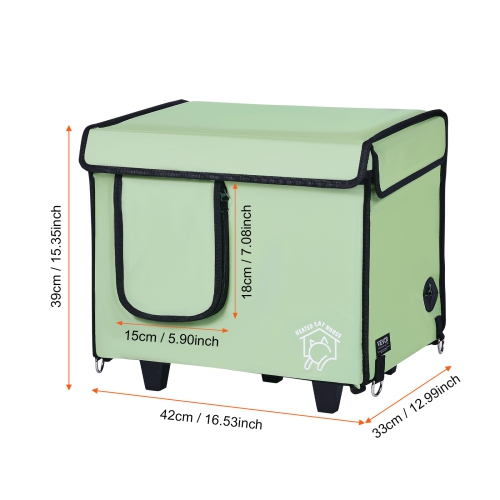 VEVOR 900D Oxford Cloth Elevated Heated Cat House, Cuboid Kitty Shelter with Adjustable Temperature and Timer, Foldable Cat Shelter with Heated Pad