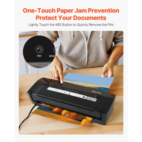 VEVOR A3 Paper Size Laminator Machine, Cold and Hot Lamination, 1 min Quick Warm Portable Laminator, 3-10 mil Thickness, Ideal for Home, Office,