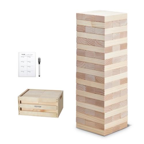 VEVOR  60 Blocks Giant Tumble Tower Blocks Game, Pine Wood Tumbling Tower Game \w Storage Crate And Scoreboard, Wooden Stacking Game, Tumble Tower