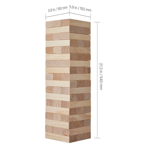 VEVOR 54 Blocks Tumbling Timber Toy, Large Pine Wood Tumbling Tower Game with Carry Bag and Scoreboard, Wooden Stacking Game, Tumble Tower Family