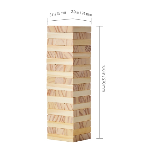 Jouet à bois tombant de 54 blocs VEVOR, jeu de tour en pin avec caisse de rangement, jeu de superposition en bois de plusieurs façons de jouer, jeu