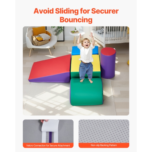 VEVOR 5-Piece Set Foam Climbing Toys,for Toddlers 6 Months to 3 Years Old,PU Leather Climbing Blocks, Indoor Climb and Crawl Activity Playset for