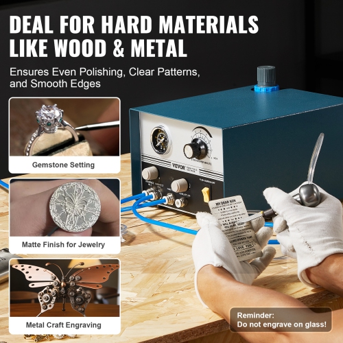 VEVOR 1200-6000 RPM Pneumatic Jewelry Engraver, 60W Dual Head Pneumatic, DIY Impact Engraver with Large Pedal, Stone Setting Tools Engraver for