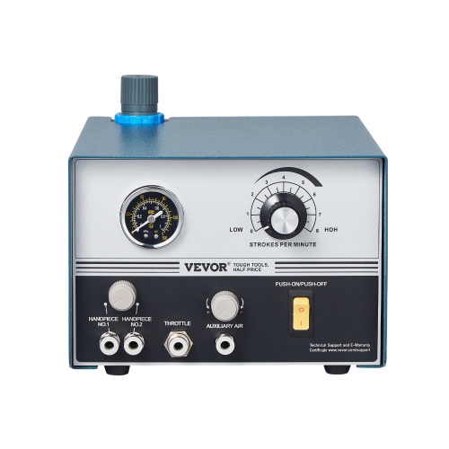 VEVOR 1200-6000 RPM Pneumatic Jewelry Engraver, 60W Dual Head Pneumatic, DIY Impact Engraver with Large Pedal, Stone Setting Tools Engraver for