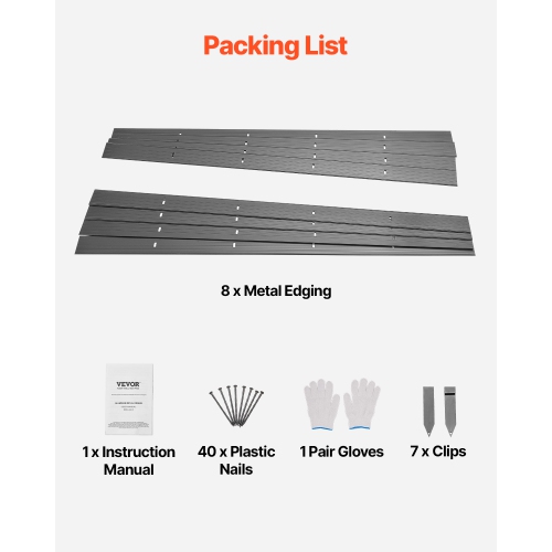 VEVOR 8 Packs Metal Landscape Edging, 72 in Rust-Resistant Aluminum Alloy Landscape Edging, Bendable Garden Edging Border, Heavy Duty Lawn Edging