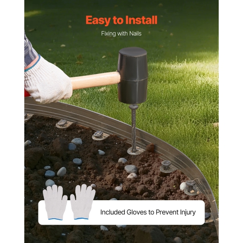 VEVOR 60 in Metal Landscape Edging, 10 Packs Rust-Resistant Aluminum Alloy Landscape Edging, Bendable Garden Edging Border, Heavy Duty Lawn Edging