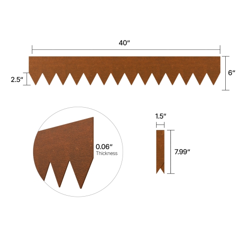 VEVOR 6 Packs Steel Landscape Edging, 40 x 6 in Weather-Resistant & Pre-Rust Metal Landscape Edging, Bendable Garden Edging Border, Heavy Duty Lawn