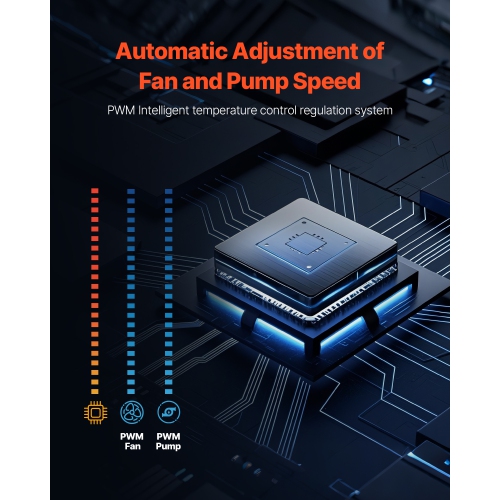 VEVOR 120mm PWN Fans CPU Liquid Cooler, AIO CPU Water Cooler, Pump, Black PC Liquid Cooler with 2.1'' LCD Display & ARGB light, for Intel