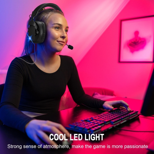 Wireless Gaming Headset with Detachable Noise Canceling Mic Wireless Headset for PC PS4 PS5 Mac Switch Tablet