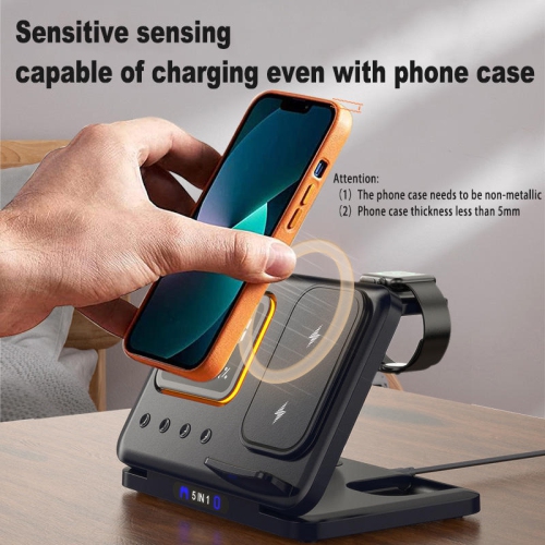 Foldable Wireless Charging Station with Clock Wireless Charger Fast Charging Cell Phone Holder