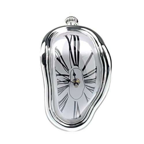 MYACUC  Melting Clock Melted Distorted Vintage Wall Clocks Wall Watch Decoration-Silver