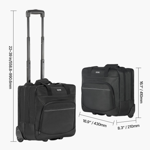VEVOR Rolling Laptop Bag, Fits Up to 15.6 Inch Laptop, Wheeled Briefcase, Roller Computer Tote Bag with Wheels & Telescoping Handle, Laptop Case for