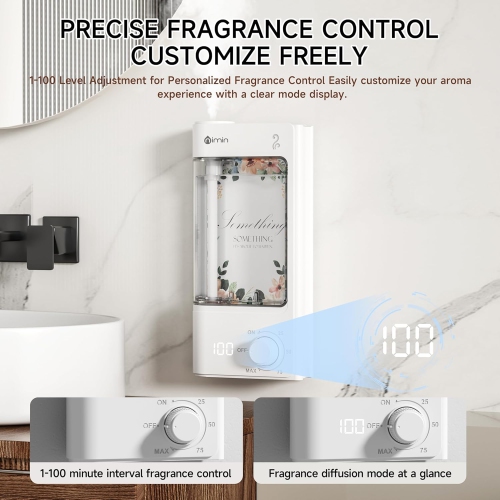 Essential Oil Diffuser with 100 Adjustable Fragrance Levels, Ultrasonic Atomization, Quiet Operation, Waterless Design, Desktop Use, Digital Display