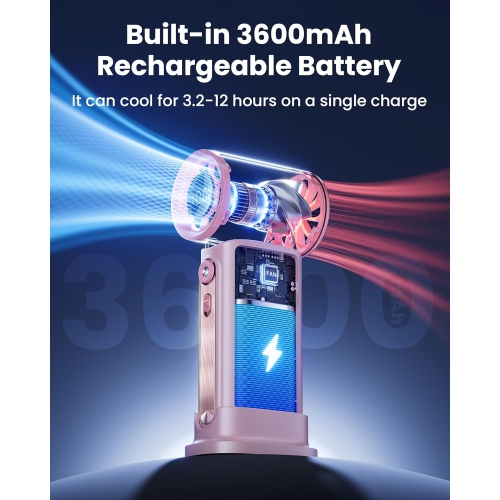 High Speed ​​Portable Handheld Fan, 100 Speed ​​Mini Turbo Fan, Cooling Time Up to 12 Hours, Digital Display, Rechargeable Handheld Fan, Can Be Used
